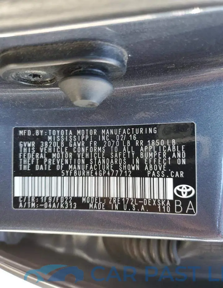 5YFBURHE4GP477712# 12