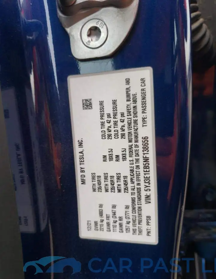 5YJ3E1EB5NF138656# 12