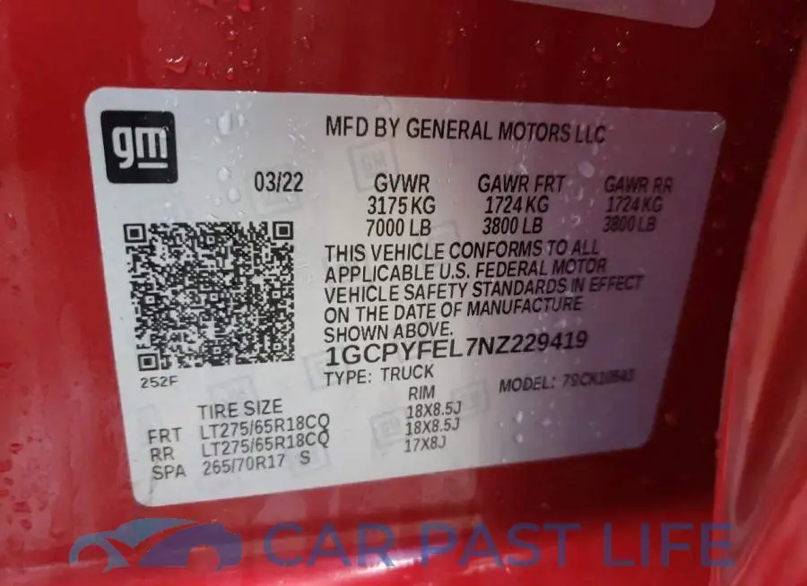 1GCPYFEL7NZ229419# 12