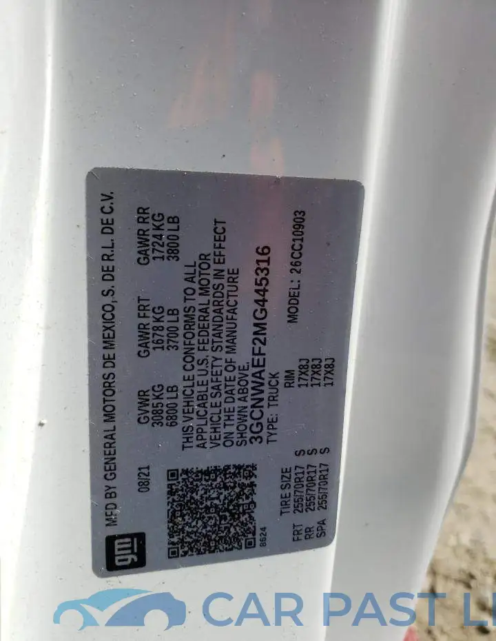 3GCNWAEF2MG445316# 12