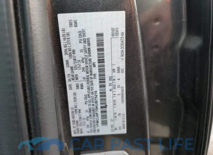 1FMCU0F70KUB75216# 13