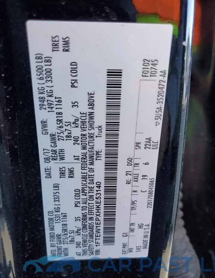 1FTEW1EPXHKE53140# 12