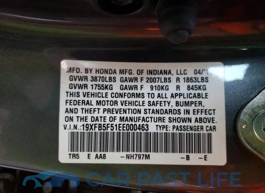 19XFB5F51EE000463# 12