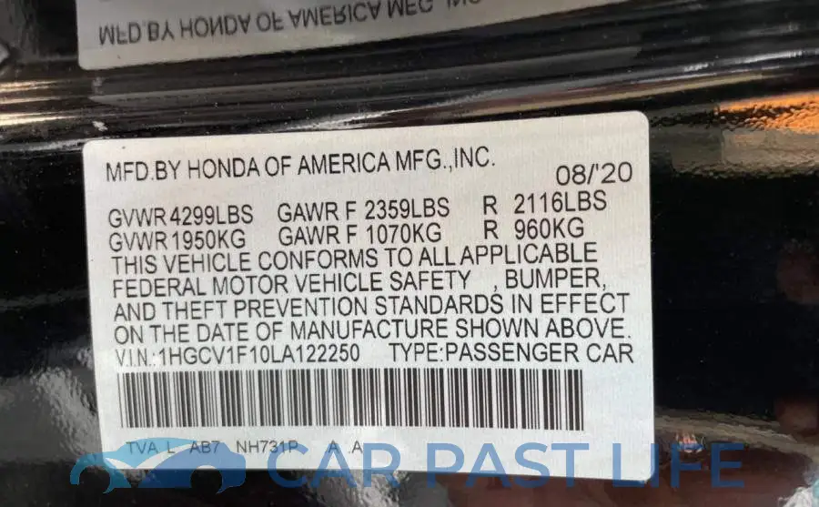 1HGCV1F10LA122250# 10