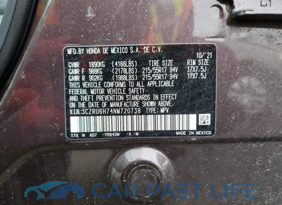 3CZRU6H74NM720738# 13