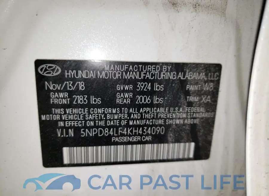 5NPD84LF4KH434090# 12