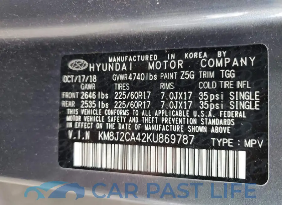 KM8J2CA42KU869787# 13