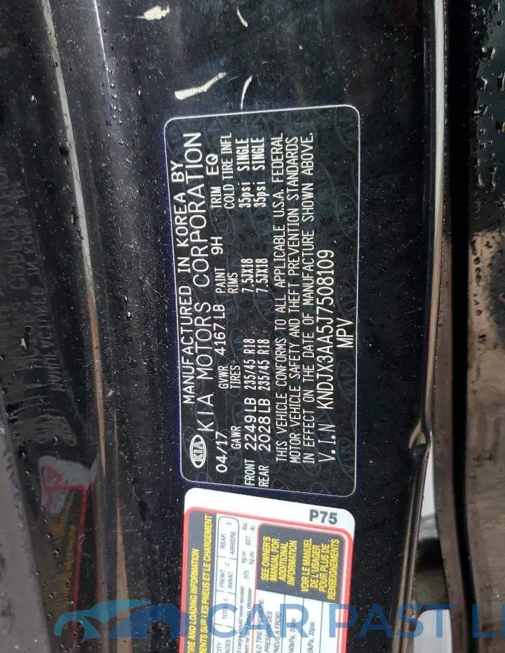 KNDJX3AA5J7508109# 12