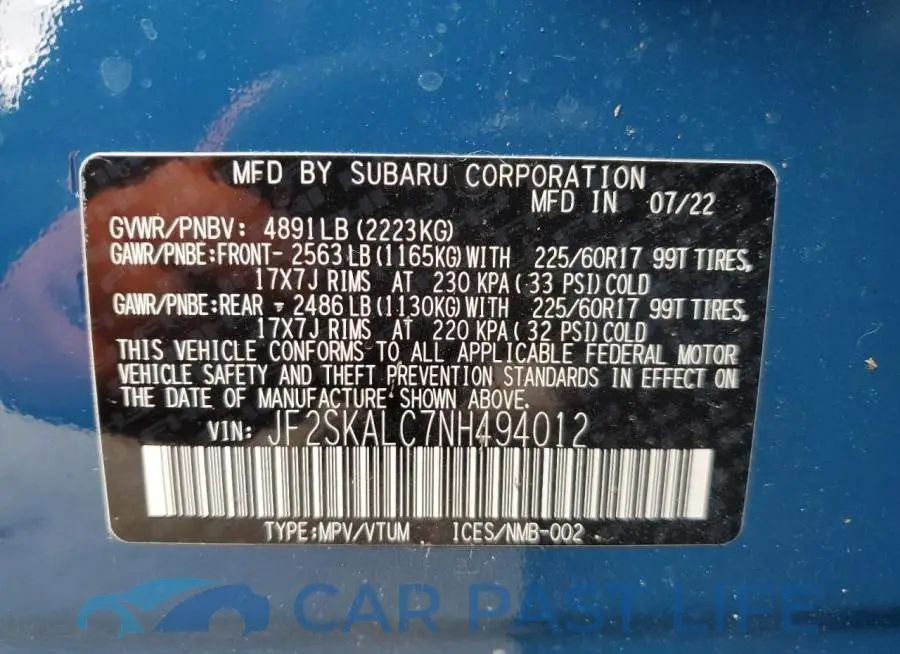 JF2SKALC7NH494012# 13