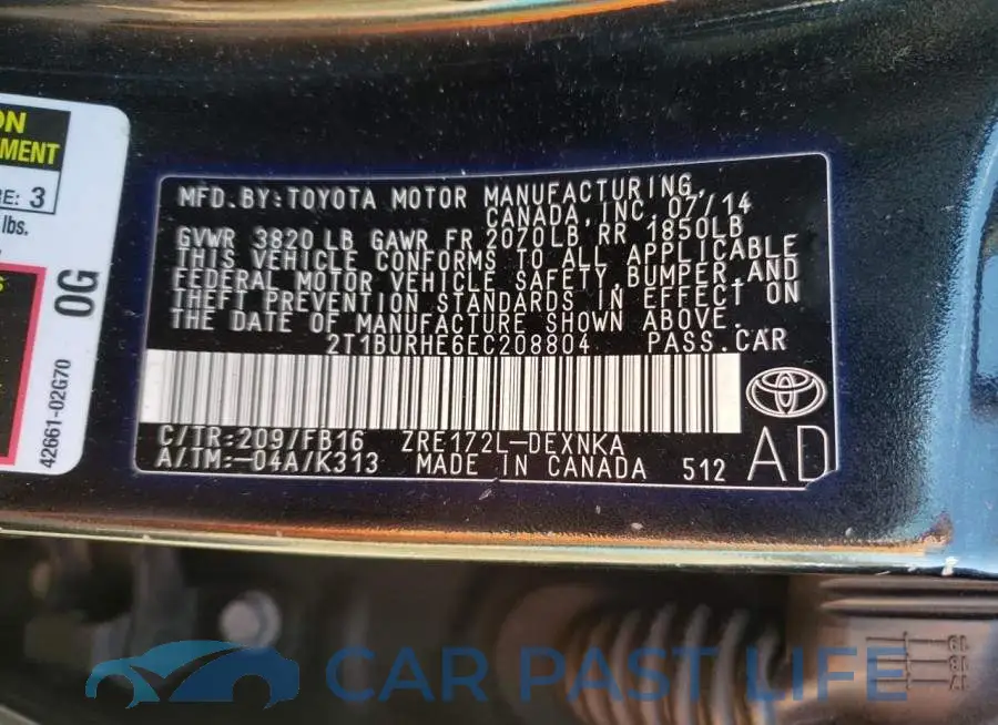 2T1BURHE6EC208804# 13