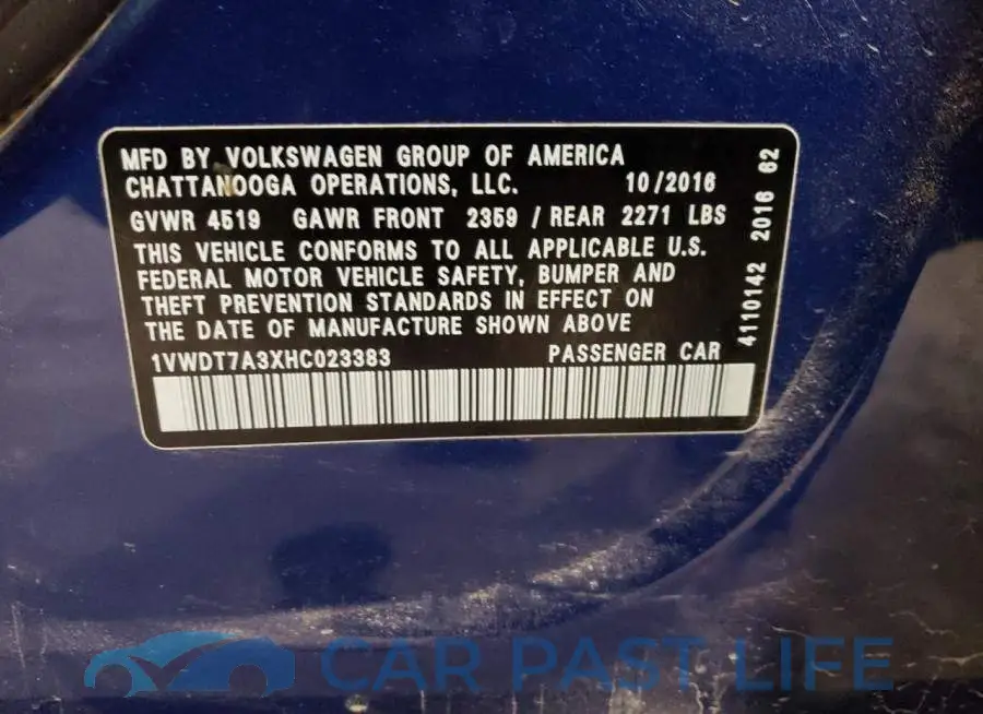 1VWDT7A3XHC023383# 12