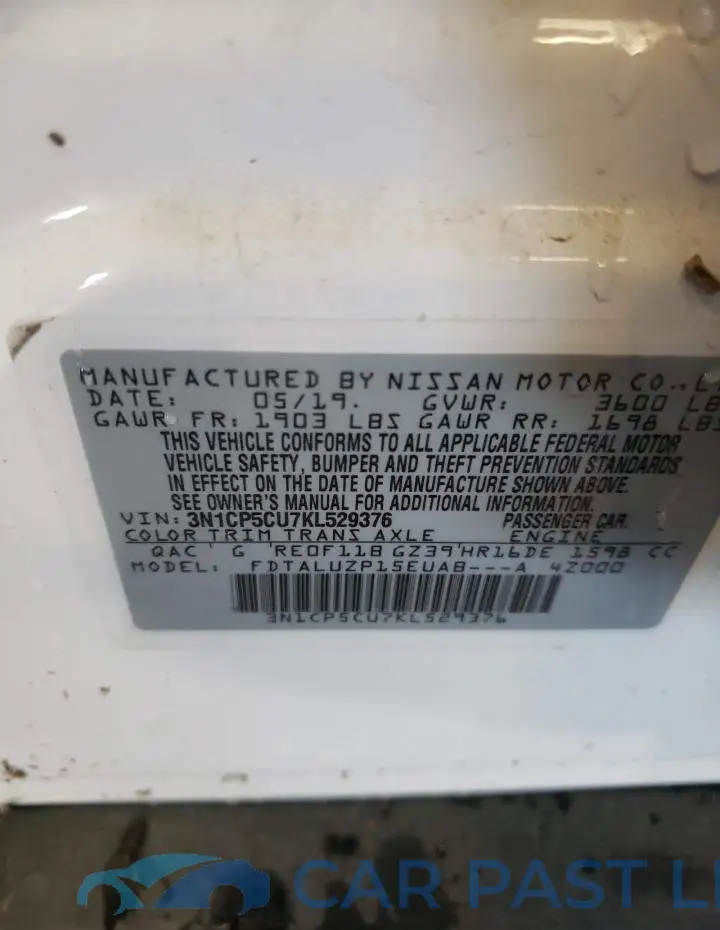 3N1CP5CU7KL529376# 10