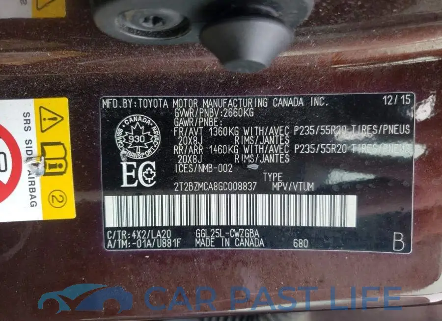 2T2BZMCA8GC008837# 13