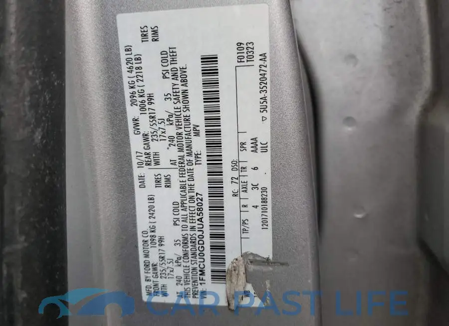 1FMCU0GD0JUA58027# 12