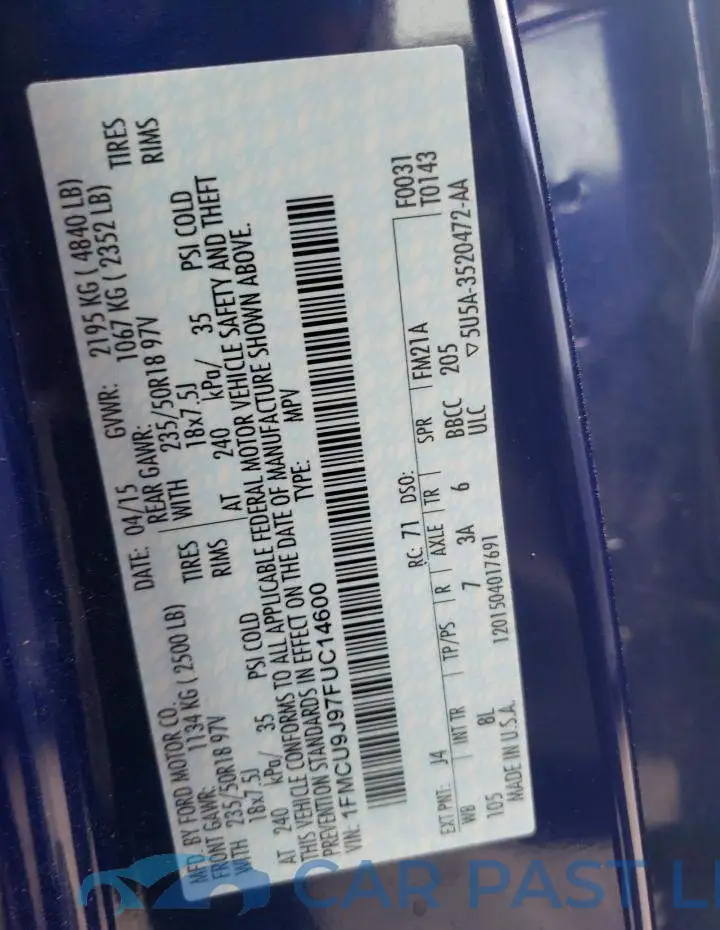 1FMCU9J97FUC14600# 13