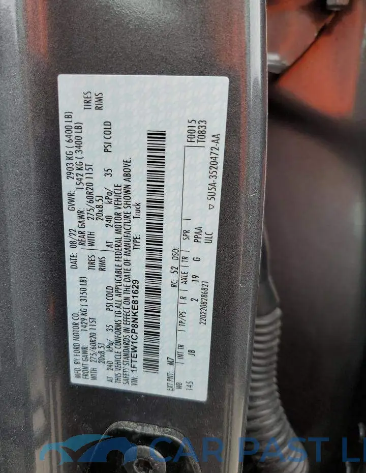 1FTEW1CP8NKE81629# 12