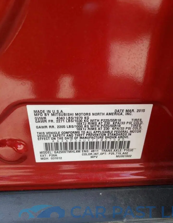 4A4AP3AUXFE027505# 13