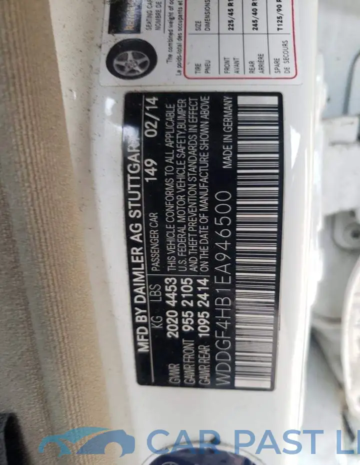 WDDGF4HB1EA946500# 12