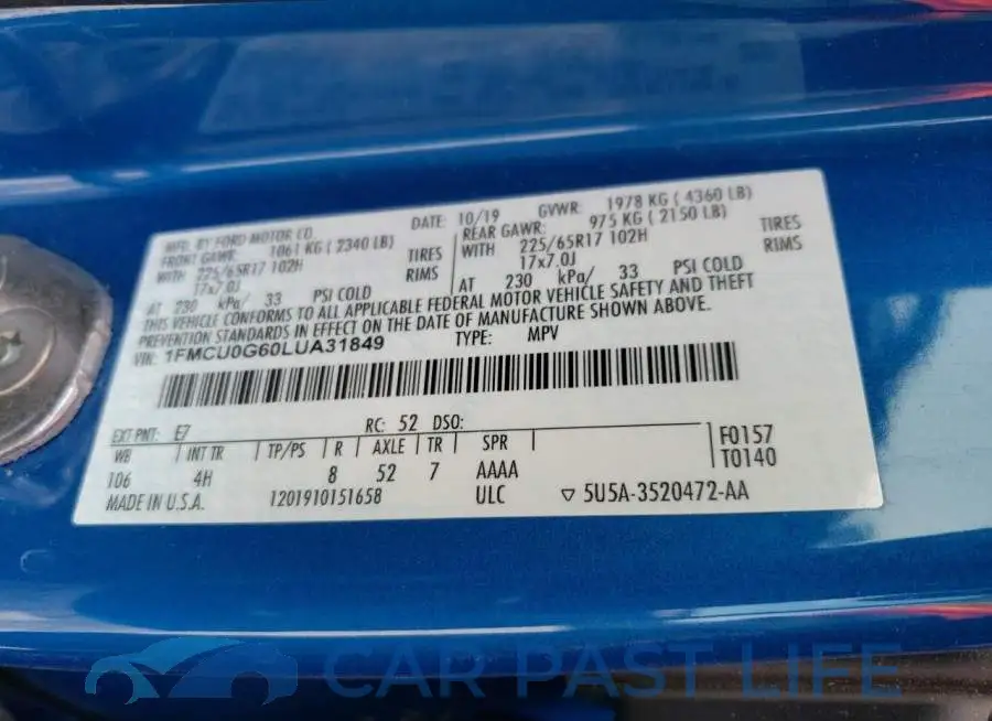 1FMCU0G60LUA31849# 13