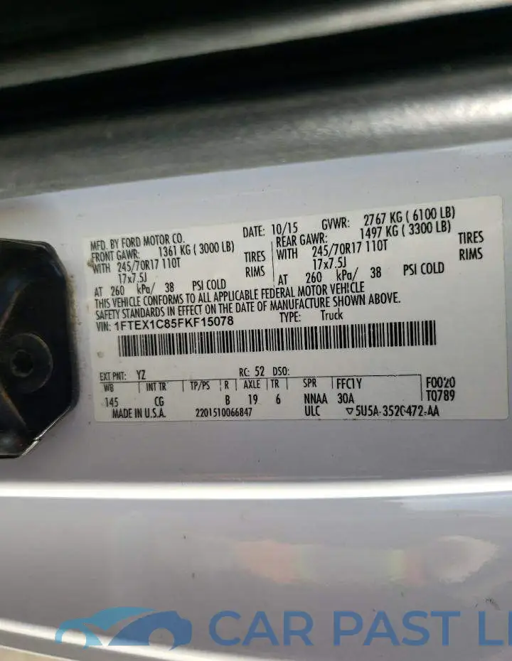 1FTEX1C85FKF15078# 12