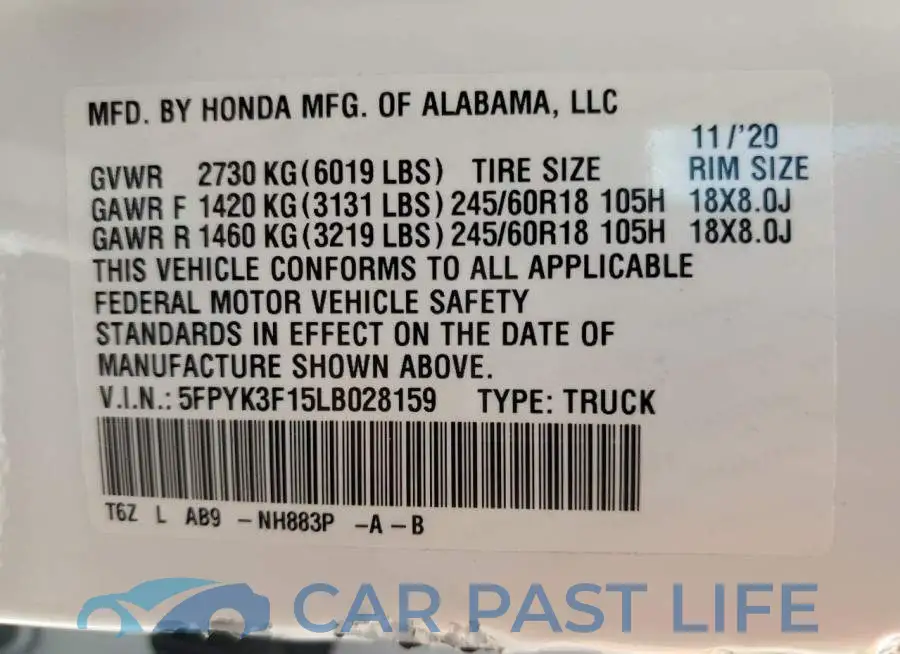 5FPYK3F15LB028159# 12