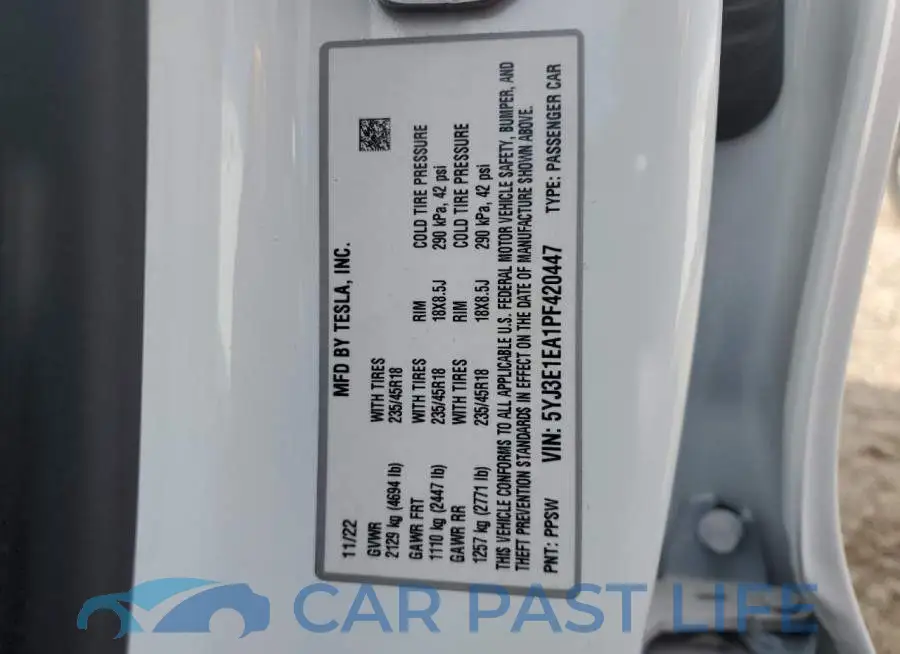5YJ3E1EA1PF420447# 13