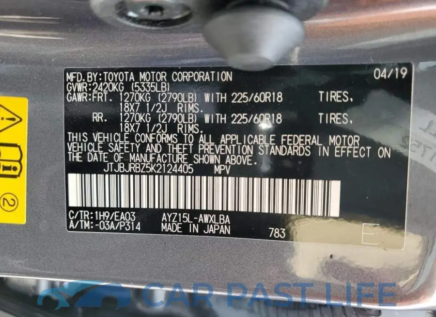 JTJBJRBZ5K2124405# 14