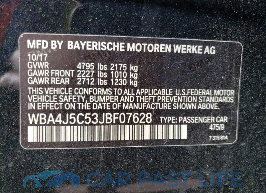 WBA4J5C53JBF07628# 13