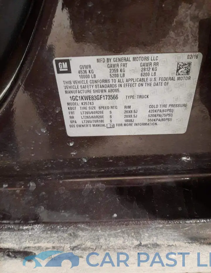1GC1KWE83GF173566# 12