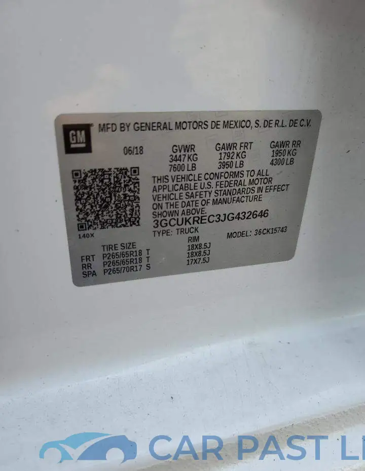 3GCUKREC3JG432646# 12