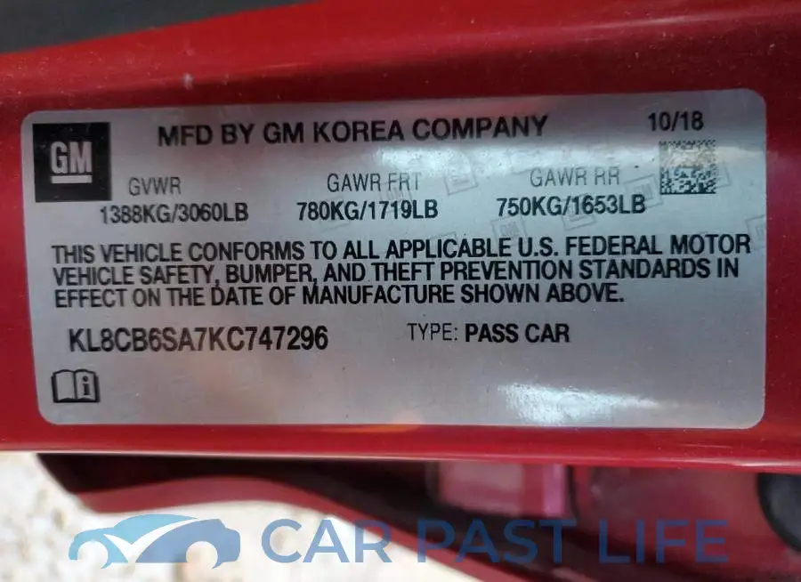 KL8CB6SA7KC747296# 12
