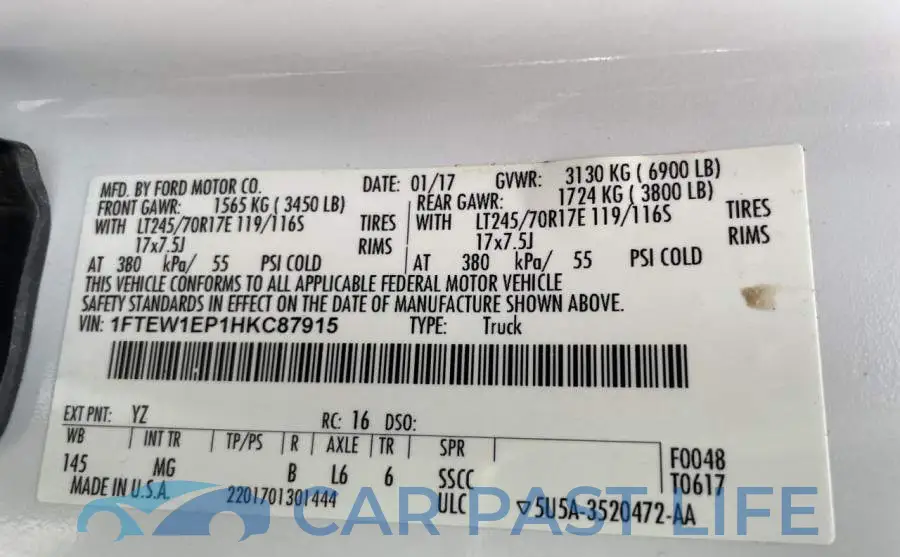 1FTEW1EP1HKC87915# 10