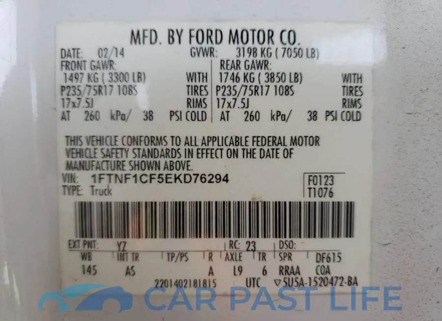 1FTNF1CF5EKD76294# 12