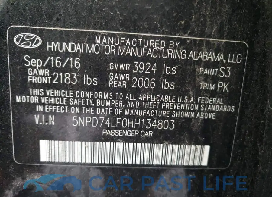 5NPD74LF0HH134803# 10