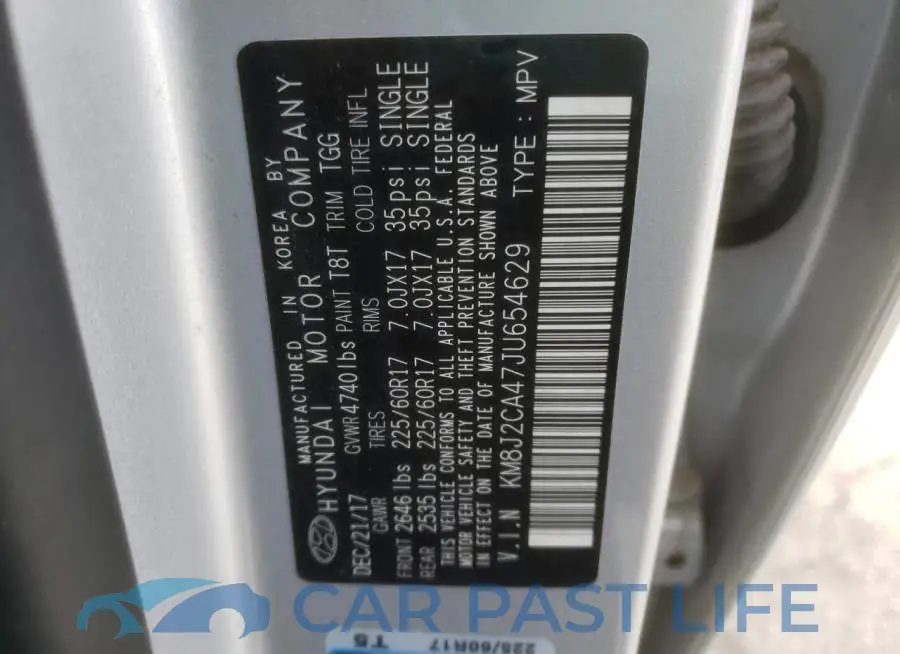 KM8J2CA47JU654629# 12