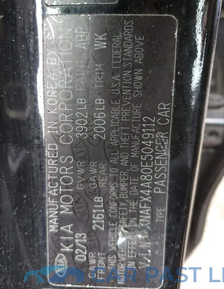 KNAFX4A80E5049112# 12