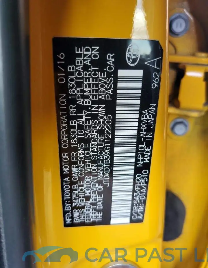 JTDKDTB39G1122205# 12