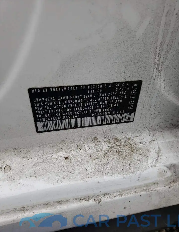 3VW547AU8GM050508# 12