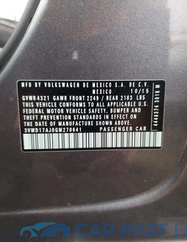3VWD17AJ0GM270641# 12