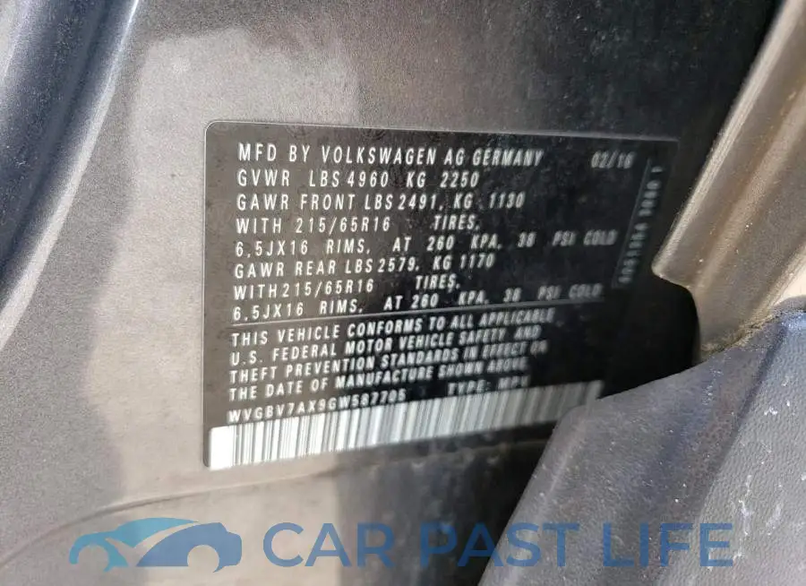 WVGBV7AX9GW587705# 12