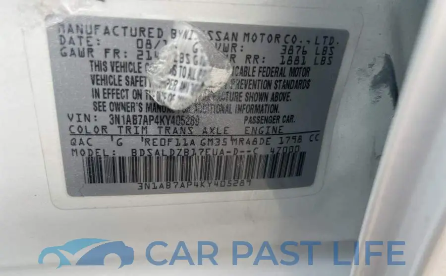 3N1AB7AP4KY405289# 10