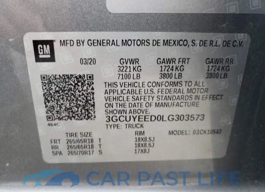 3GCUYEED0LG303573# 12