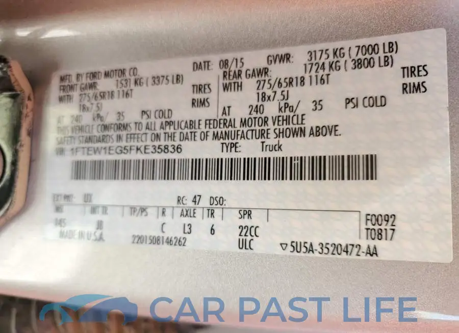 1FTEW1EG5FKE35836# 10