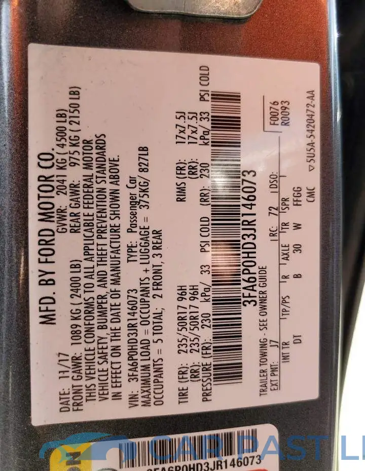 3FA6P0HD3JR146073# 12