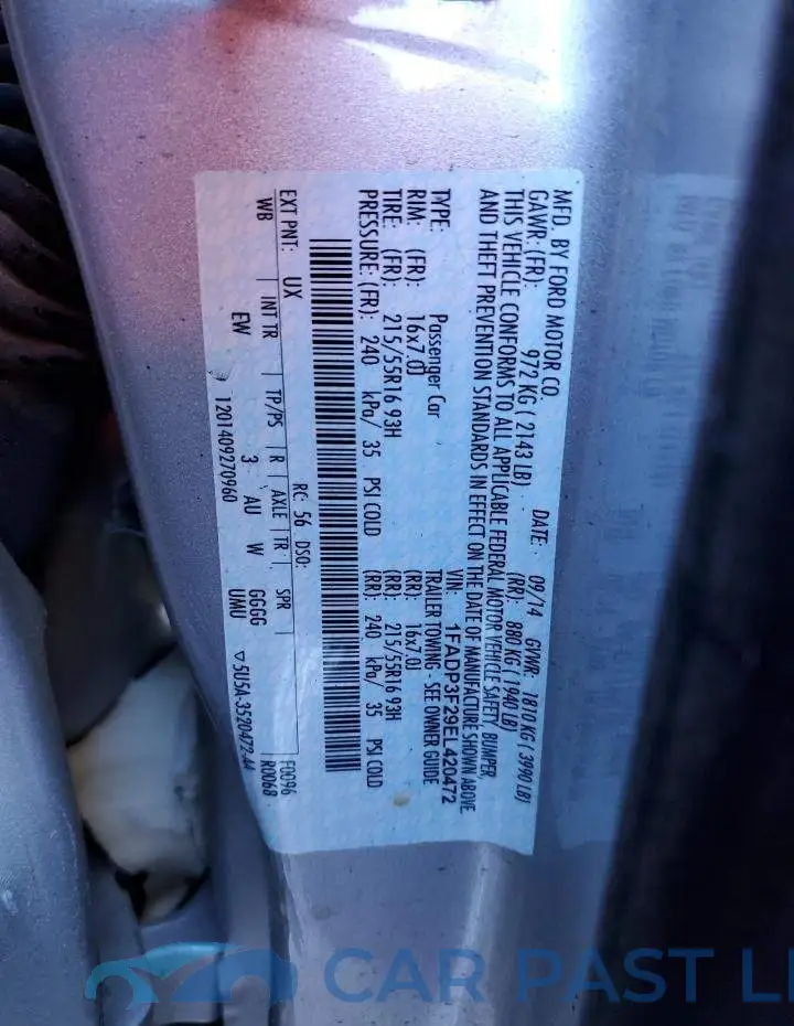 1FADP3F29EL420472# 12
