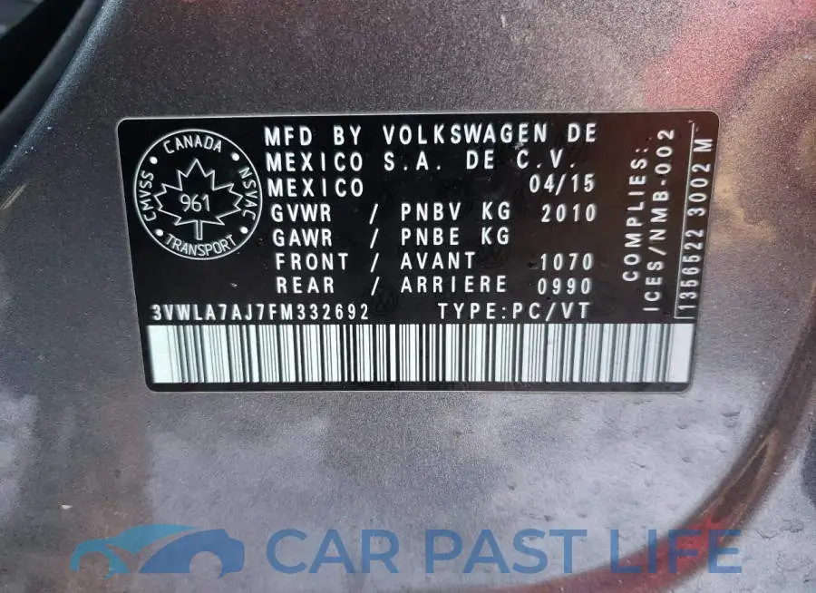 3VWLA7AJ7FM332692# 13