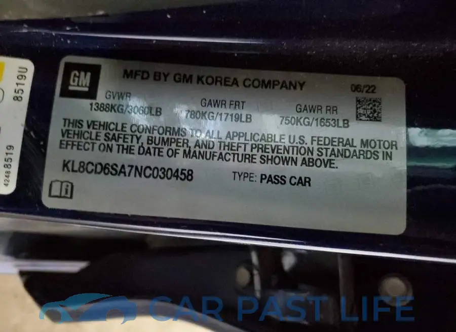 KL8CD6SA7NC030458# 13