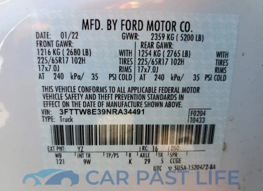 3FTTW8E39NRA34491# 12
