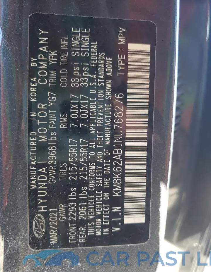 KM8K62AB1NU768276# 12