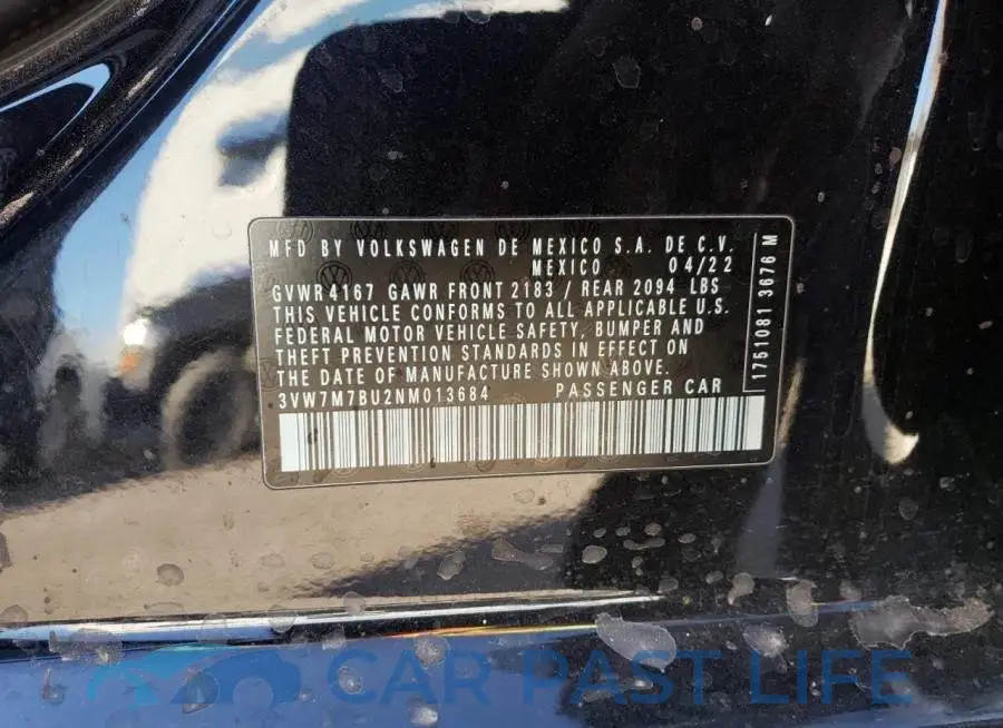3VW7M7BU2NM013684# 12